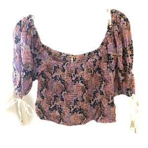 NWT Free People Smocked Floral Crop Top